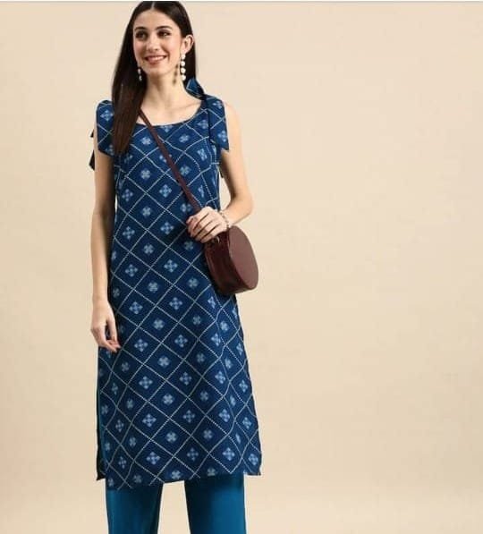 Dr Fashion Mill Tie-Strap Printed Kurta with Pants (2-Piece Set) - photo 2