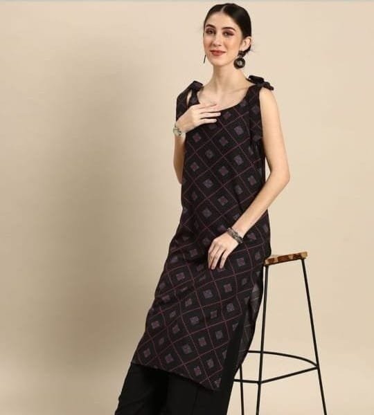 Dr Fashion Mill Tie-Strap Printed Kurta with Pants (2-Piece Set) - photo 3