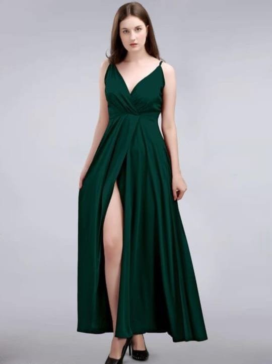 Dr Fashion Mill Satin Wrap Maxi Gown with Slit - photo 2