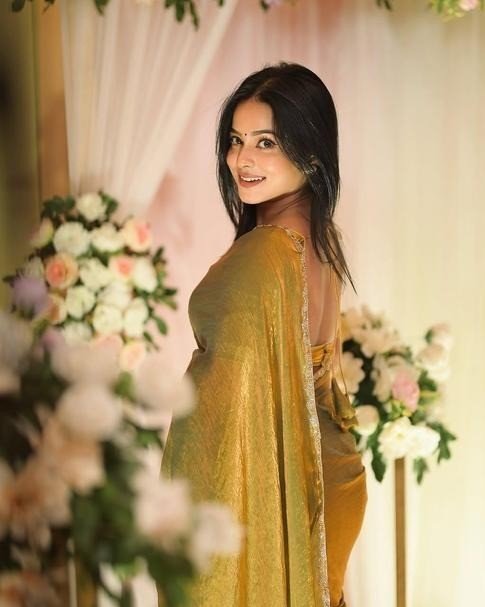 Premium Jimmy Choo Fabric Shimmer Saree with Lace Border & Blouse - photo 3