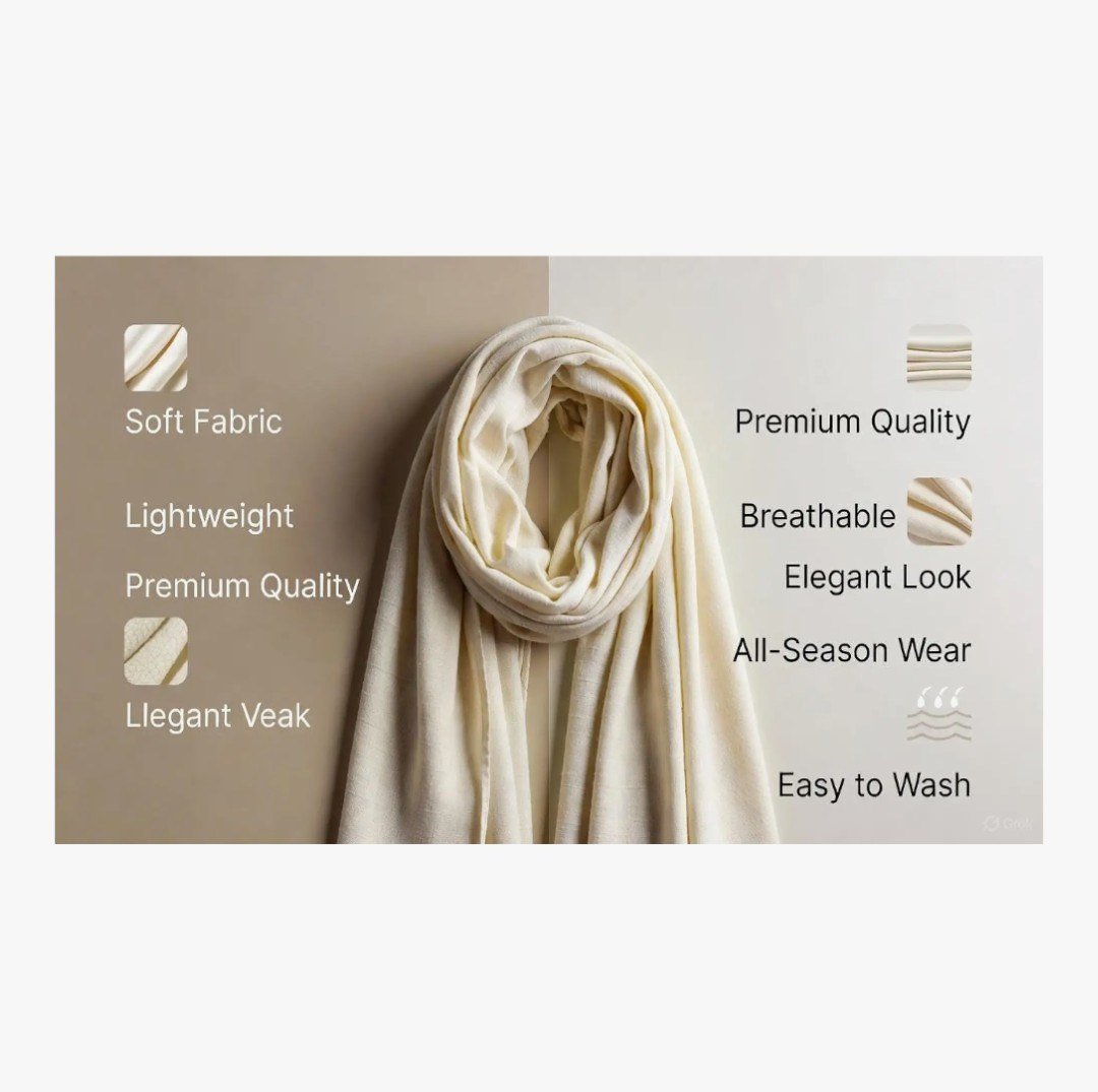 Dr Fashion Mill Exclusive Premium Shawls – Set of 2 (Cream) - photo 10