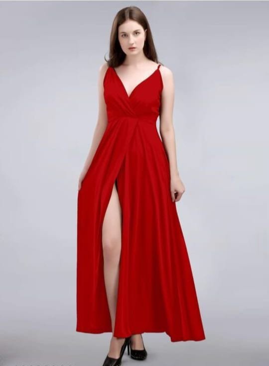 Dr Fashion Mill Satin Wrap Maxi Gown with Slit
