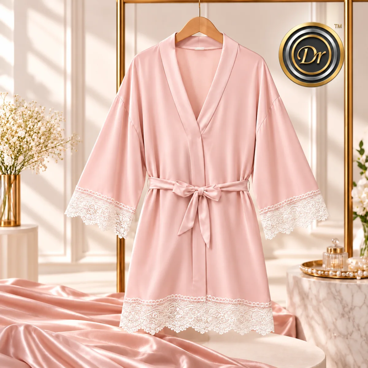 Dr Fashion Mill Limited Edition Lace-Trim Satin Kimono Robe - photo 2