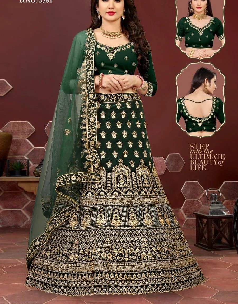 Dr Fashion Mill Bridal Velvet Lehenga – 3 Piece Set - photo 2