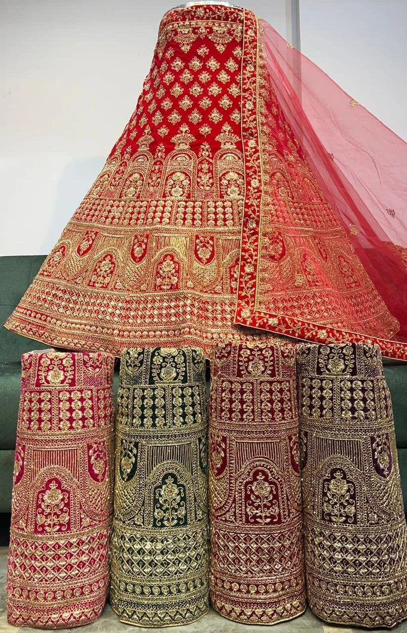 Dr Fashion Mill Bridal Velvet Lehenga – 3 Piece Set - photo 4