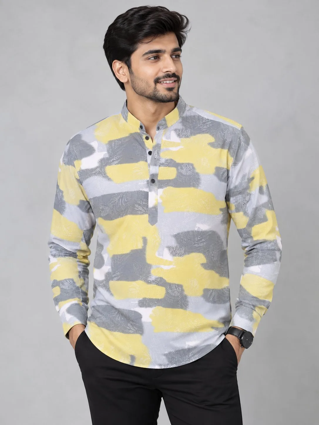Men's Premium Casual Printed Full Sleeve Shirt – Mandarin Collar - photo 3