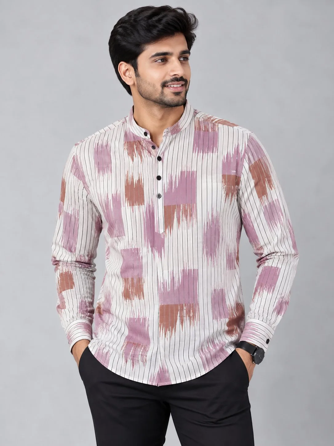 Men's Premium Casual Printed Full Sleeve Shirt – Mandarin Collar - photo 7