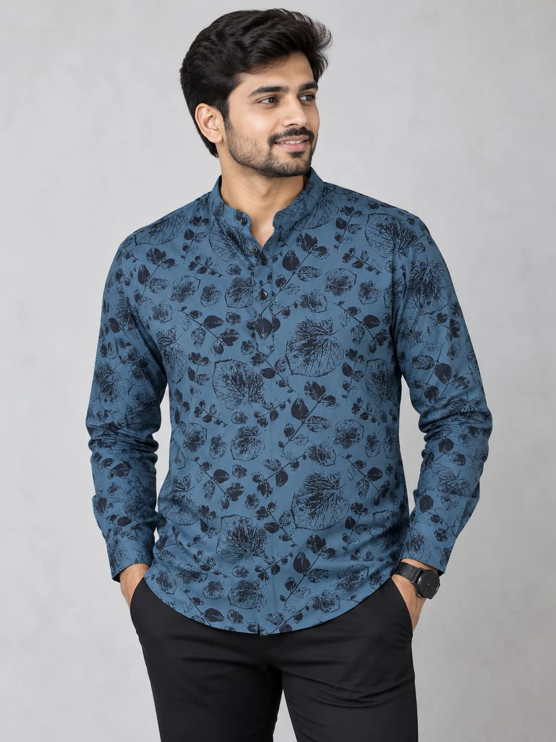 Men's Premium Casual Printed Full Sleeve Shirt – Mandarin Collar - photo 2