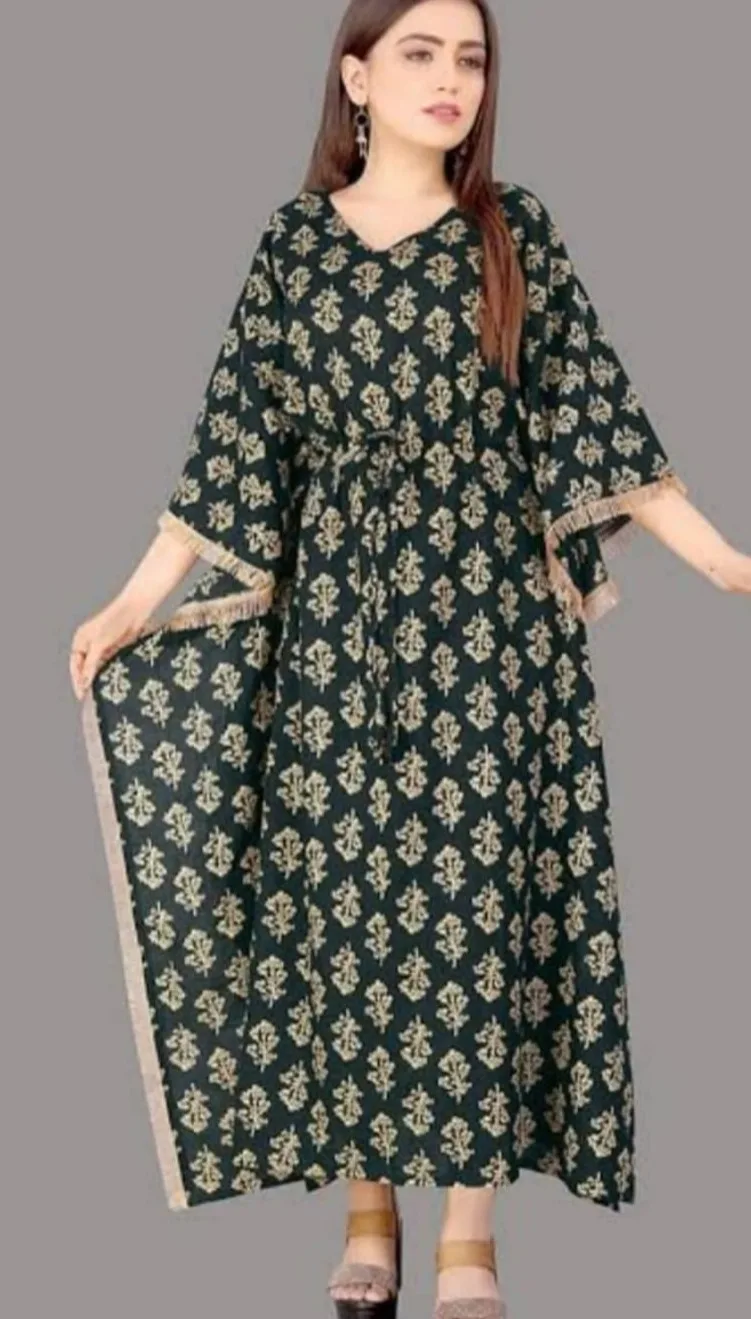 Dr Fashion Mill Printed V-Neck Drawstring Kaftan Dress - photo 7