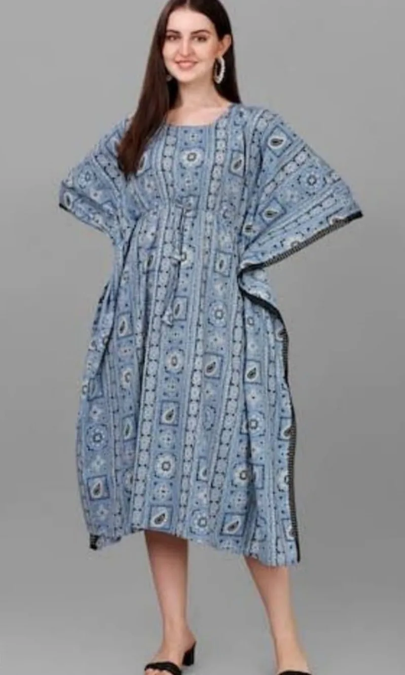 Dr Fashion Mill Printed V-Neck Drawstring Kaftan Dress - photo 6
