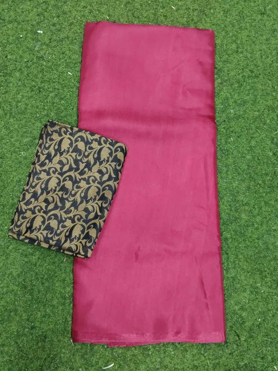 Japan Satin Silk Plain Saree – Glossy Finish - photo 9