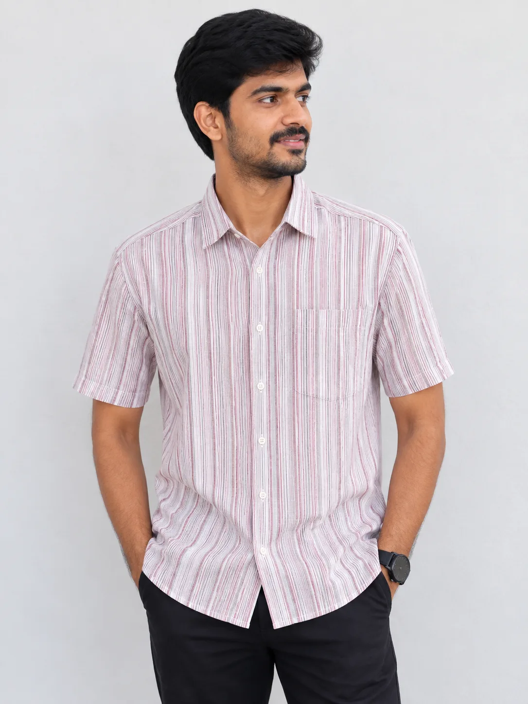 Men's Lightweight Striped Casual Shirt – Half Sleeve - photo 5