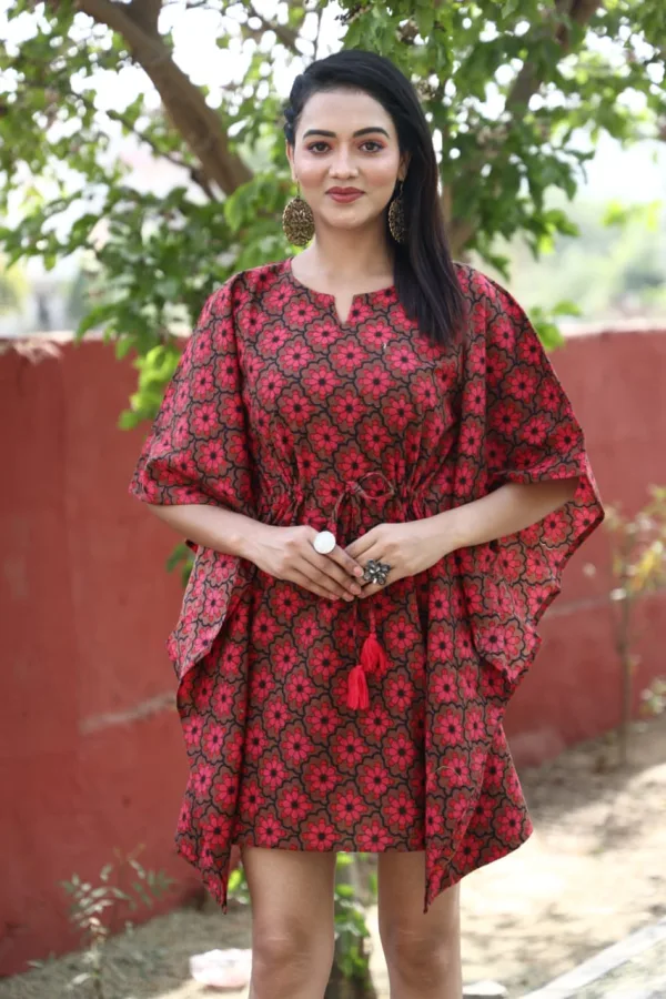 Dr Fashion Mill Printed Cotton Kaftan Dress (Kimono Sleeve, Tassel Tie) - photo 5