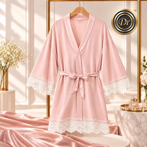 Dr Fashion Mill Limited Edition Lace-Trim Satin Kimono Robe - photo 2