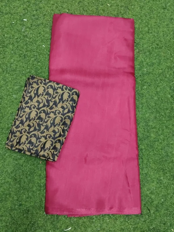Japan Satin Silk Plain Saree – Glossy Finish - photo 4