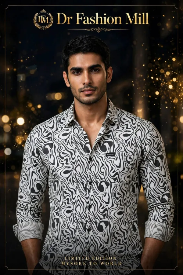 Men's Liquid Swirl Print Casual Shirt – Full Sleeve - photo 2