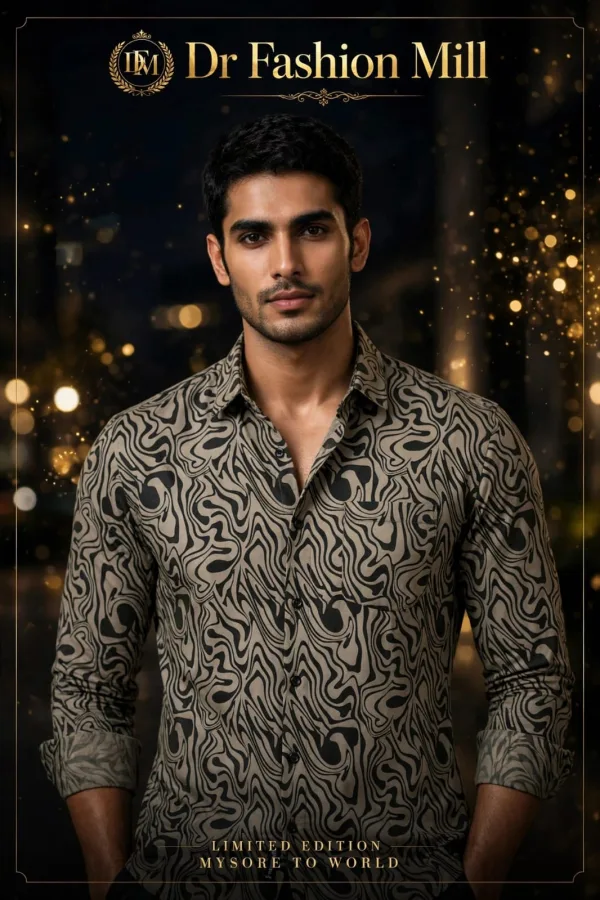 Men's Liquid Swirl Print Casual Shirt – Full Sleeve - photo 3