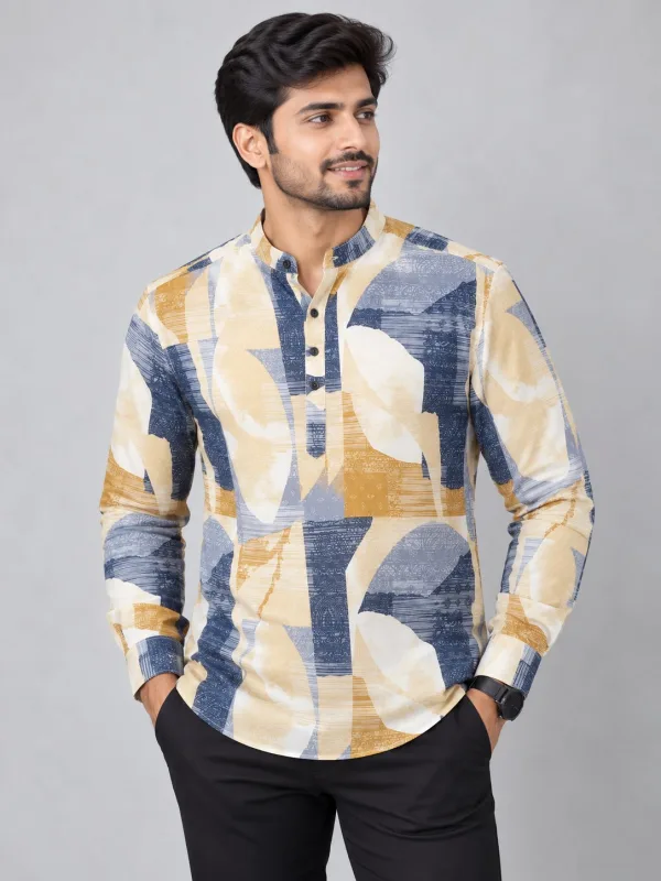 Men's Premium Casual Printed Full Sleeve Shirt – Mandarin Collar - photo 5