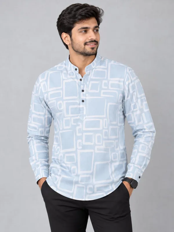 Men's Premium Casual Printed Full Sleeve Shirt – Mandarin Collar - photo 4
