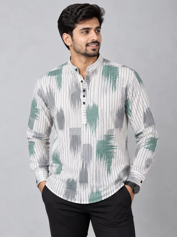 Men's Premium Casual Printed Full Sleeve Shirt – Mandarin Collar - photo 6