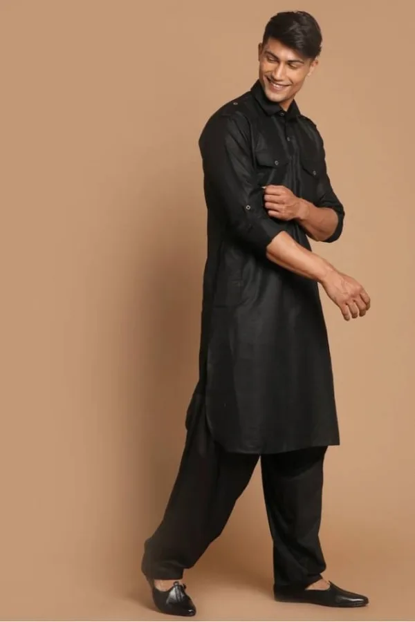 Dr Fashion Mill Pathani Suit — Kurta with Salwar (Epaulette & Double Pocket)