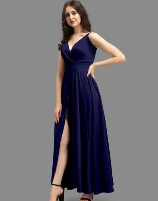 Dr Fashion Mill Satin Wrap Maxi Gown with Slit - photo 7